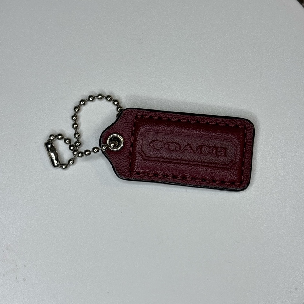 Coach Small Burgundy Leather Keychain